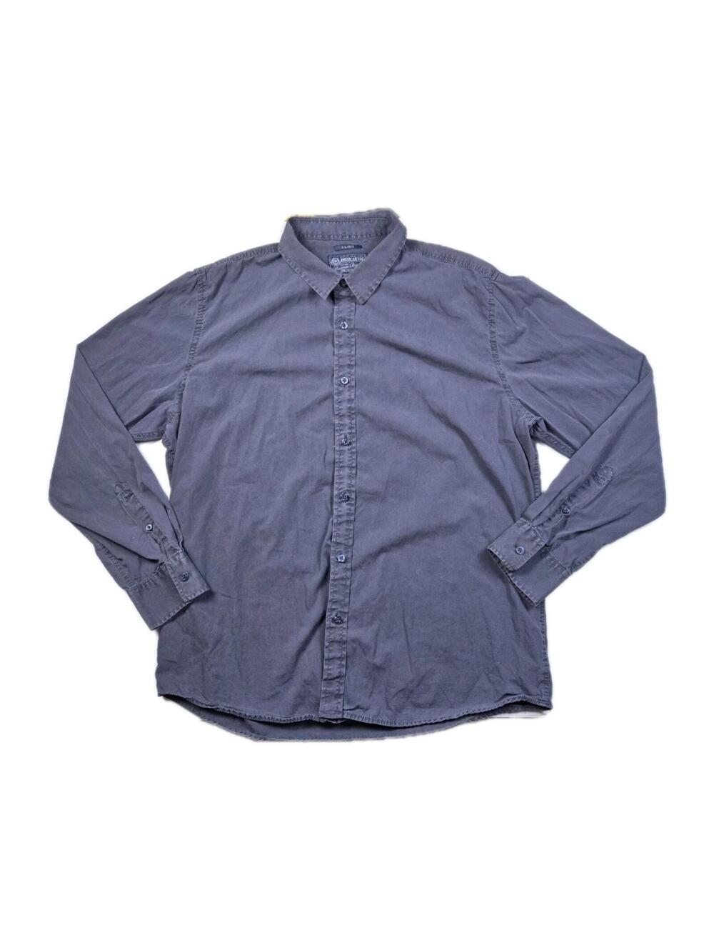 American Rag - Navy Blue Cotton Long Sleeve Button Up - Mens XL